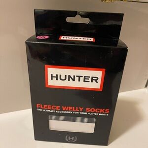 NWT HUNTER Moss Cable Cuff Fleece Welly Sock Size M 5-7 Graphite